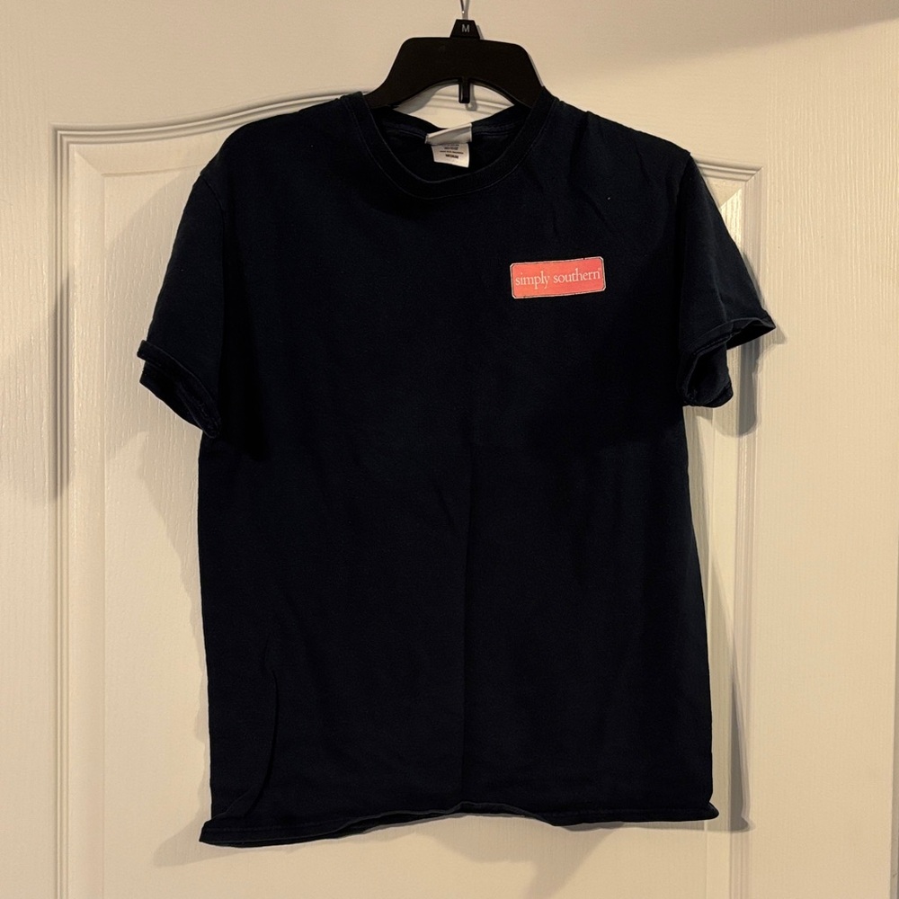 Simply Southern Navy Tee with Pink Logo Patch